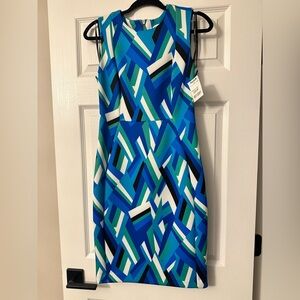 Calvin Klein Blue and Green Patterned Midi Dress